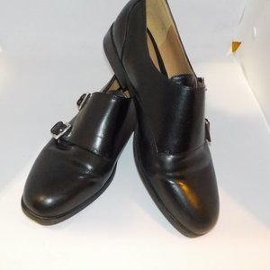 Nine West Sz 7.5 Black Leather Buckle Monk Strap